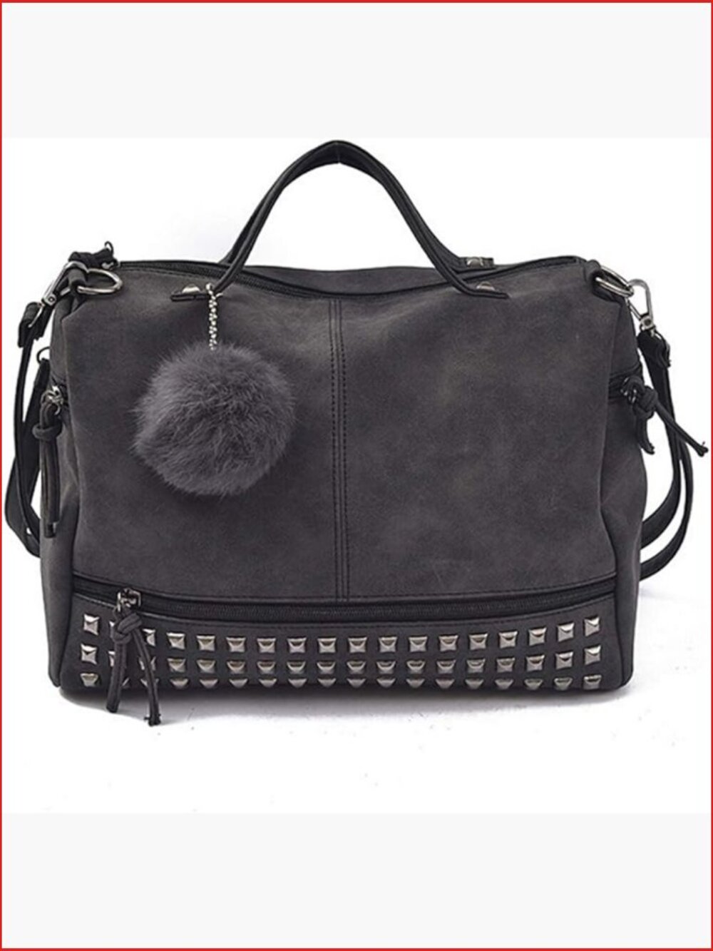 Studded Tote Bag with Removable Strap PU Leather Hobo Satchel - Picture 1 of 7